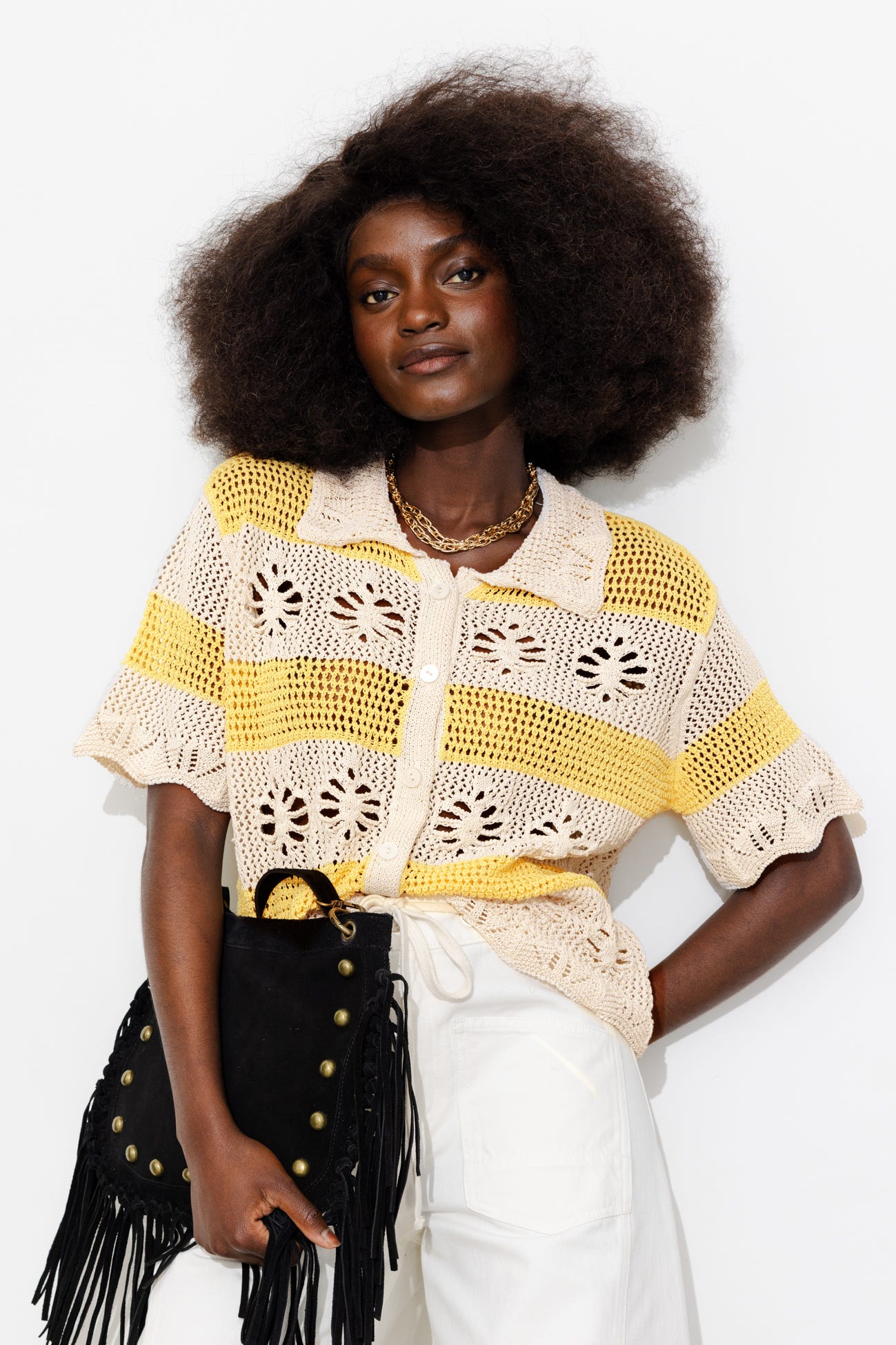 Cardigan rayé irisé Femme