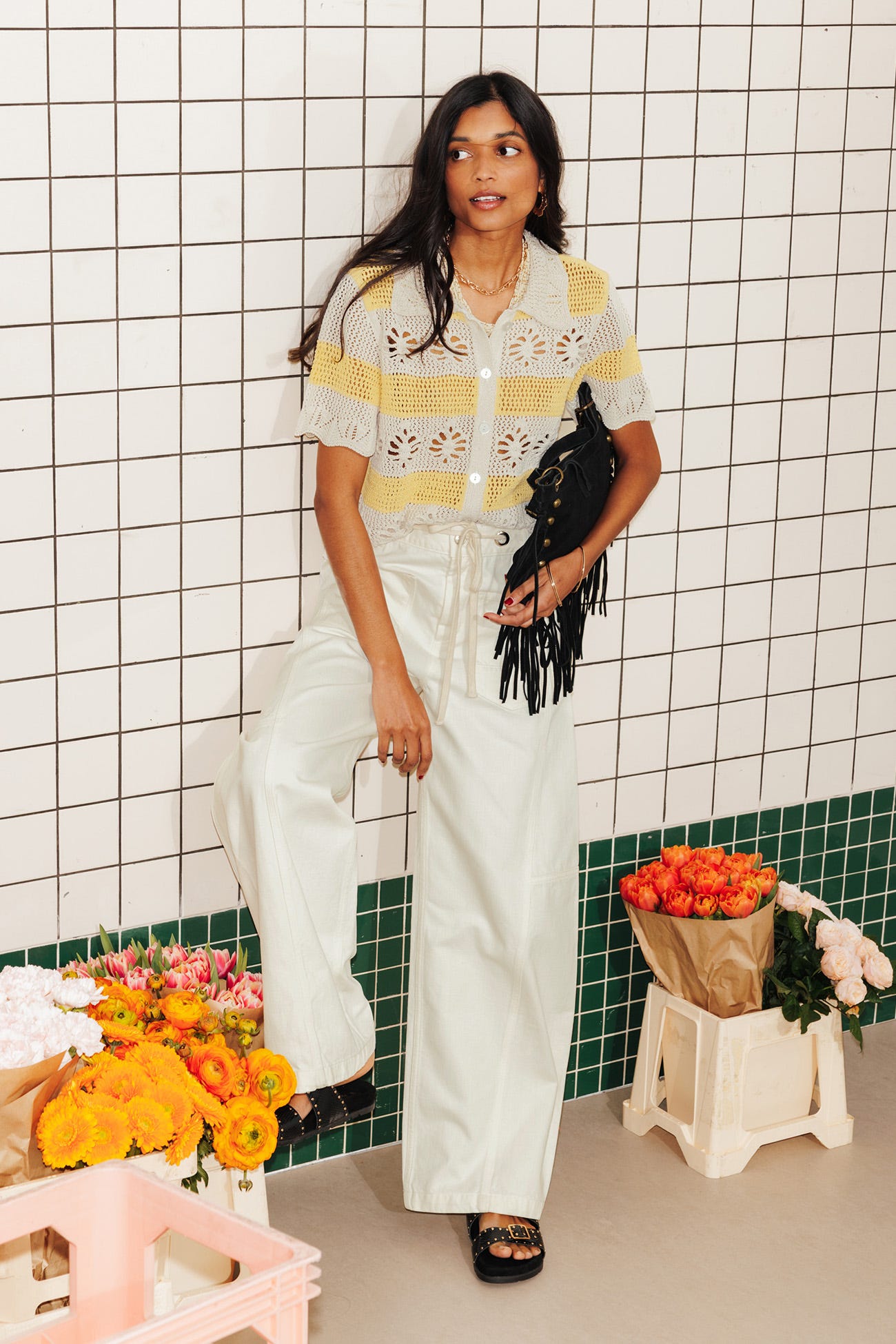 Cardigan rayé irisé Femme