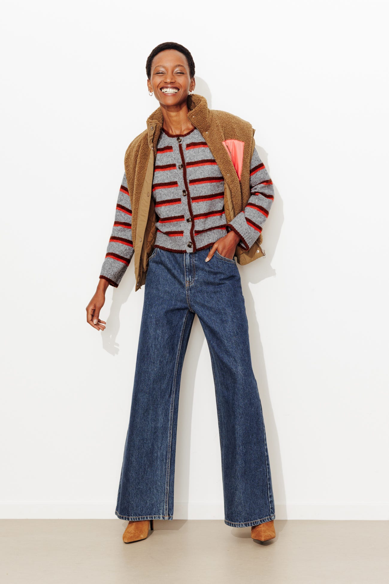 Cardigan à rayures colorées