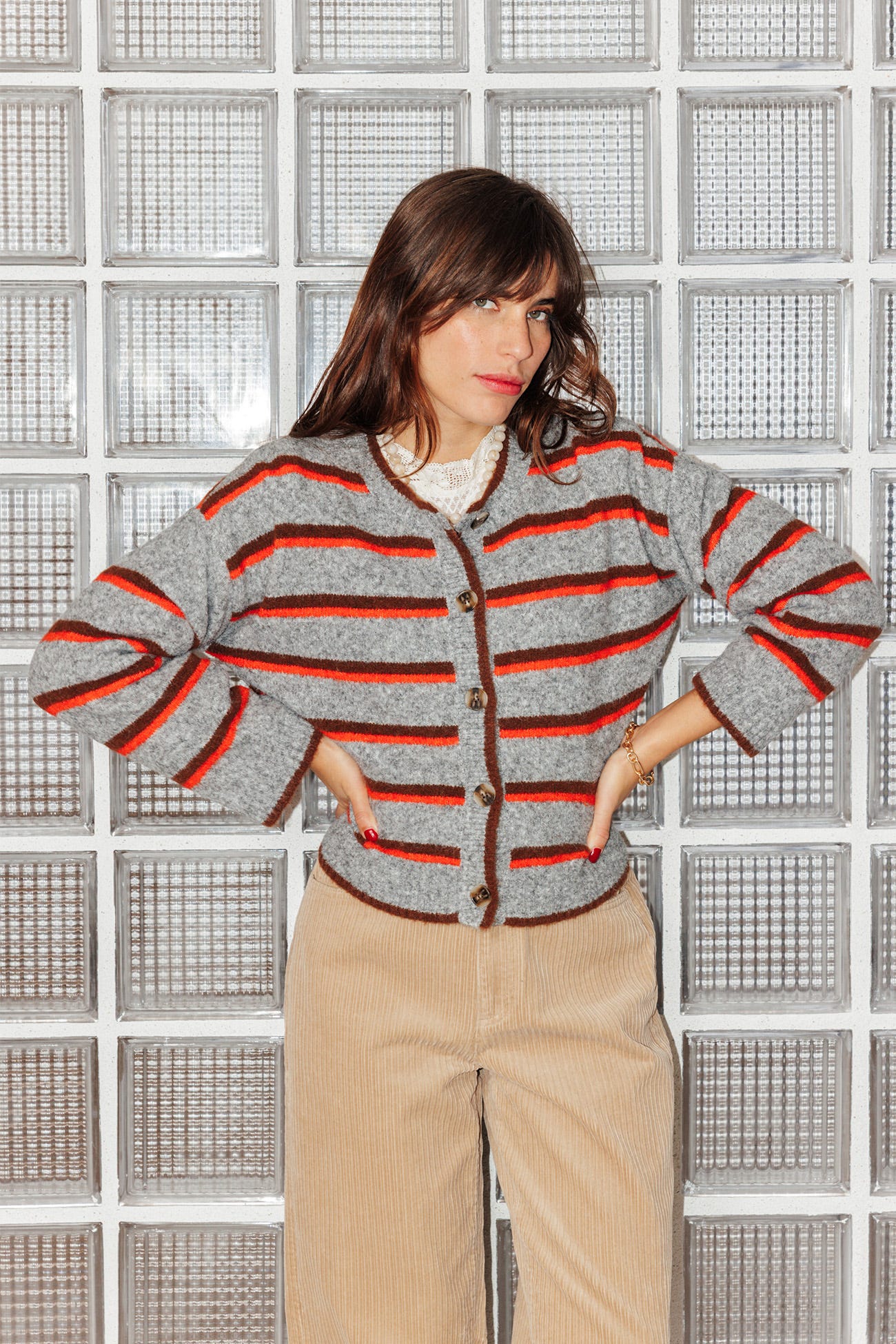 Bunter geringelter Cardigan