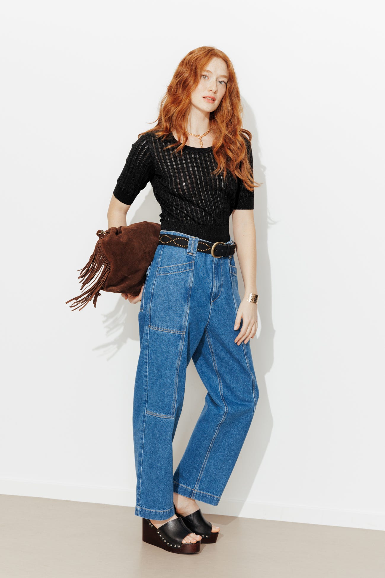 Kurzer Glitzerpullover