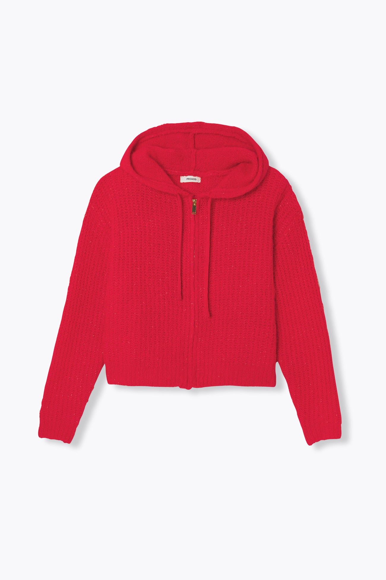 Fluffy hooded cardigan - Red