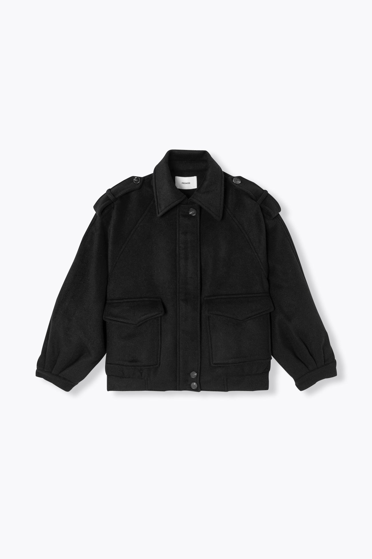 Short wool-blend coat - Black