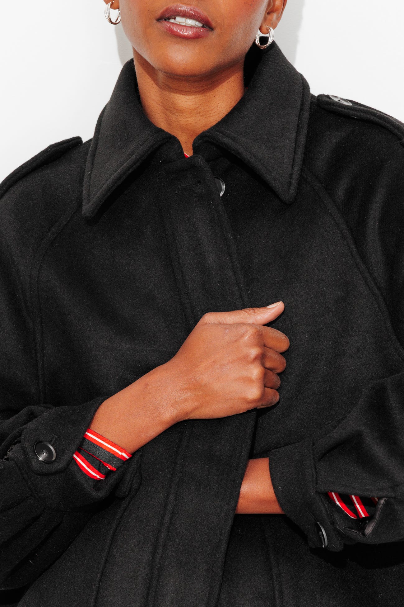 Manteau court laine mélangée