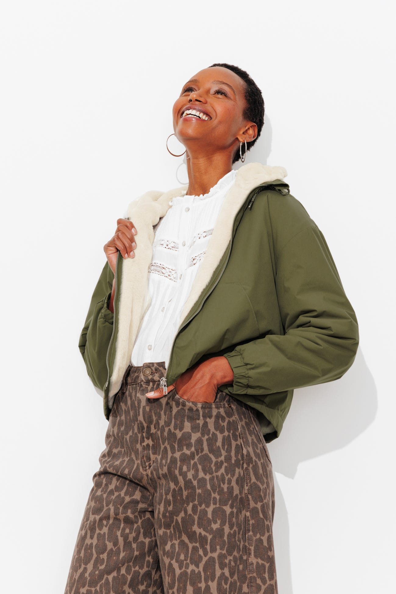 Blouson chaud à capuche Femme