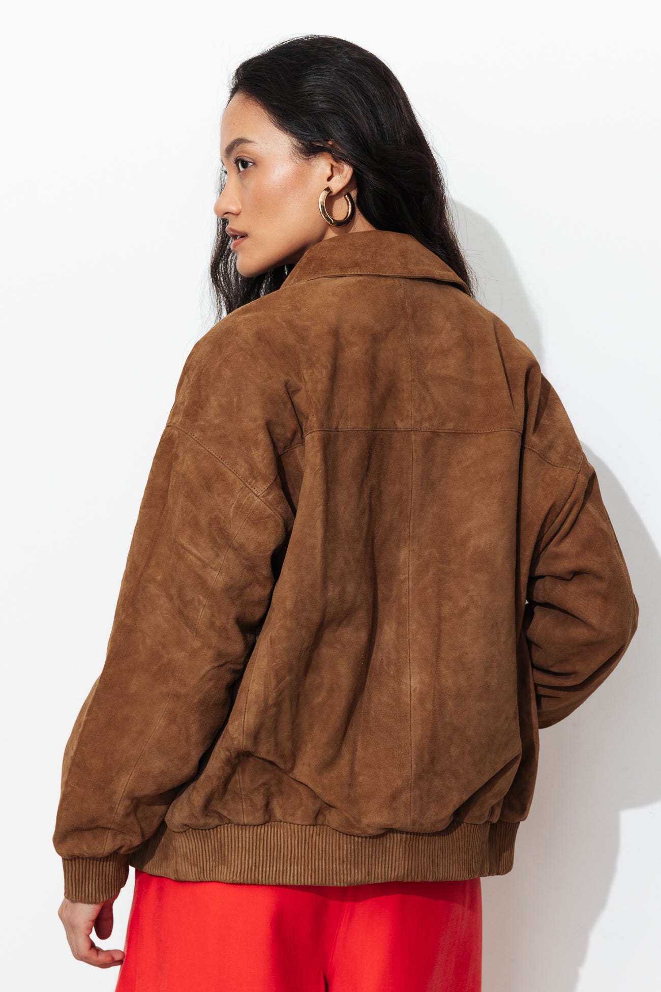 Blouson aviateur en cuir suédé