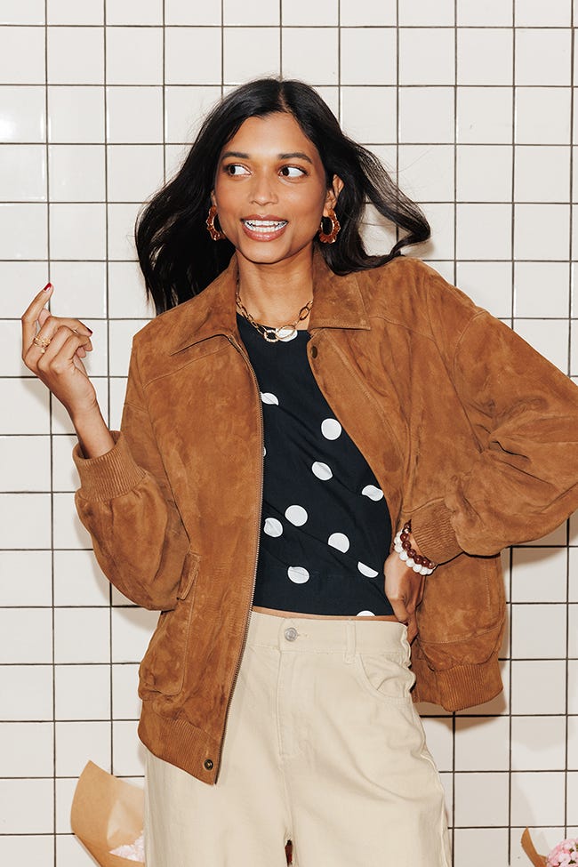 Blouson aviateur en cuir suédé