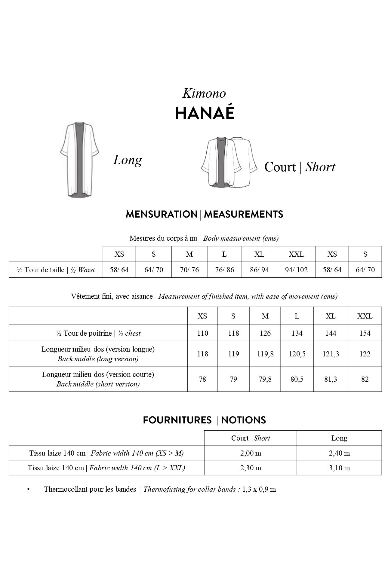 Patron papier kimono HANAÉ