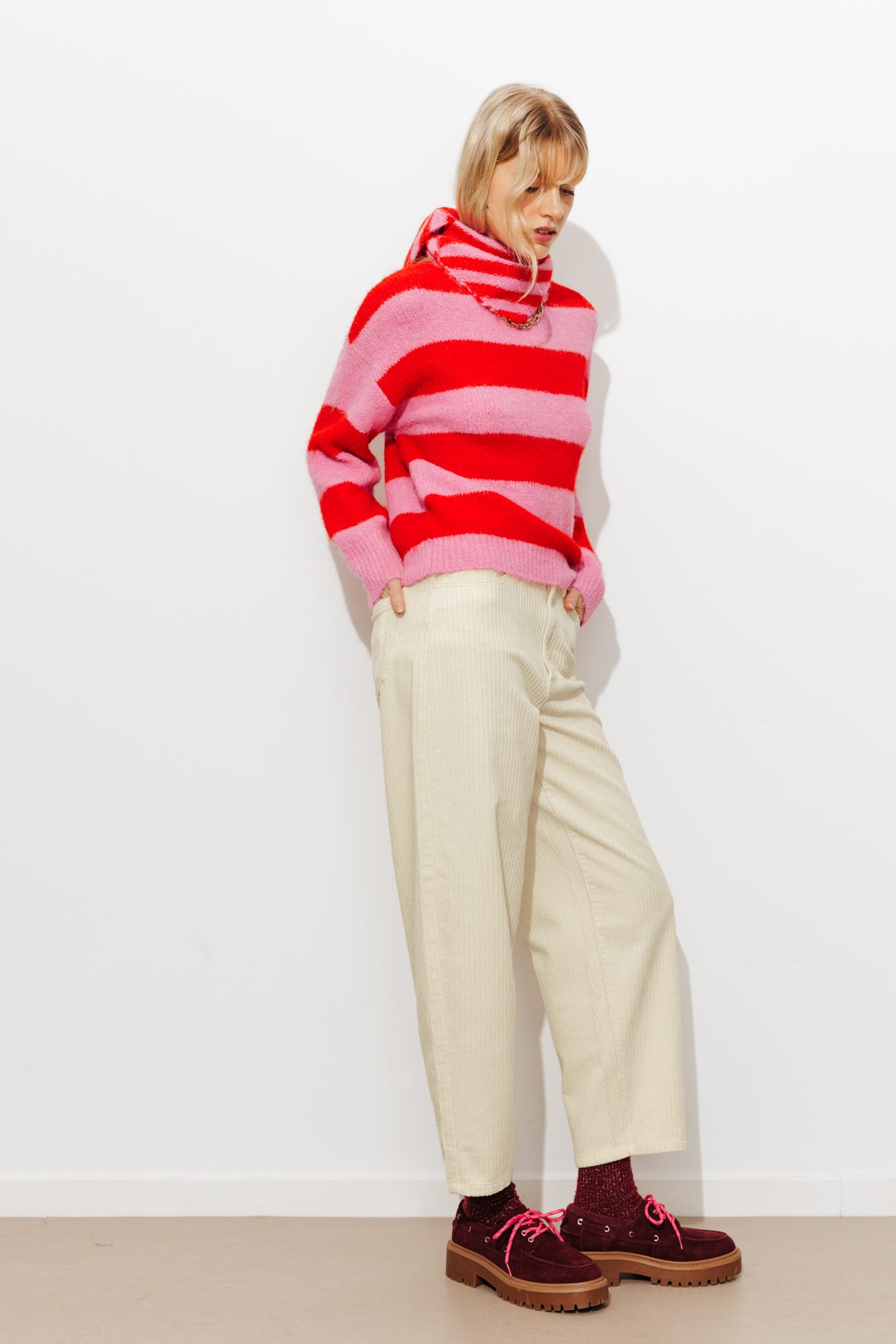 Pantalon barrel en velours