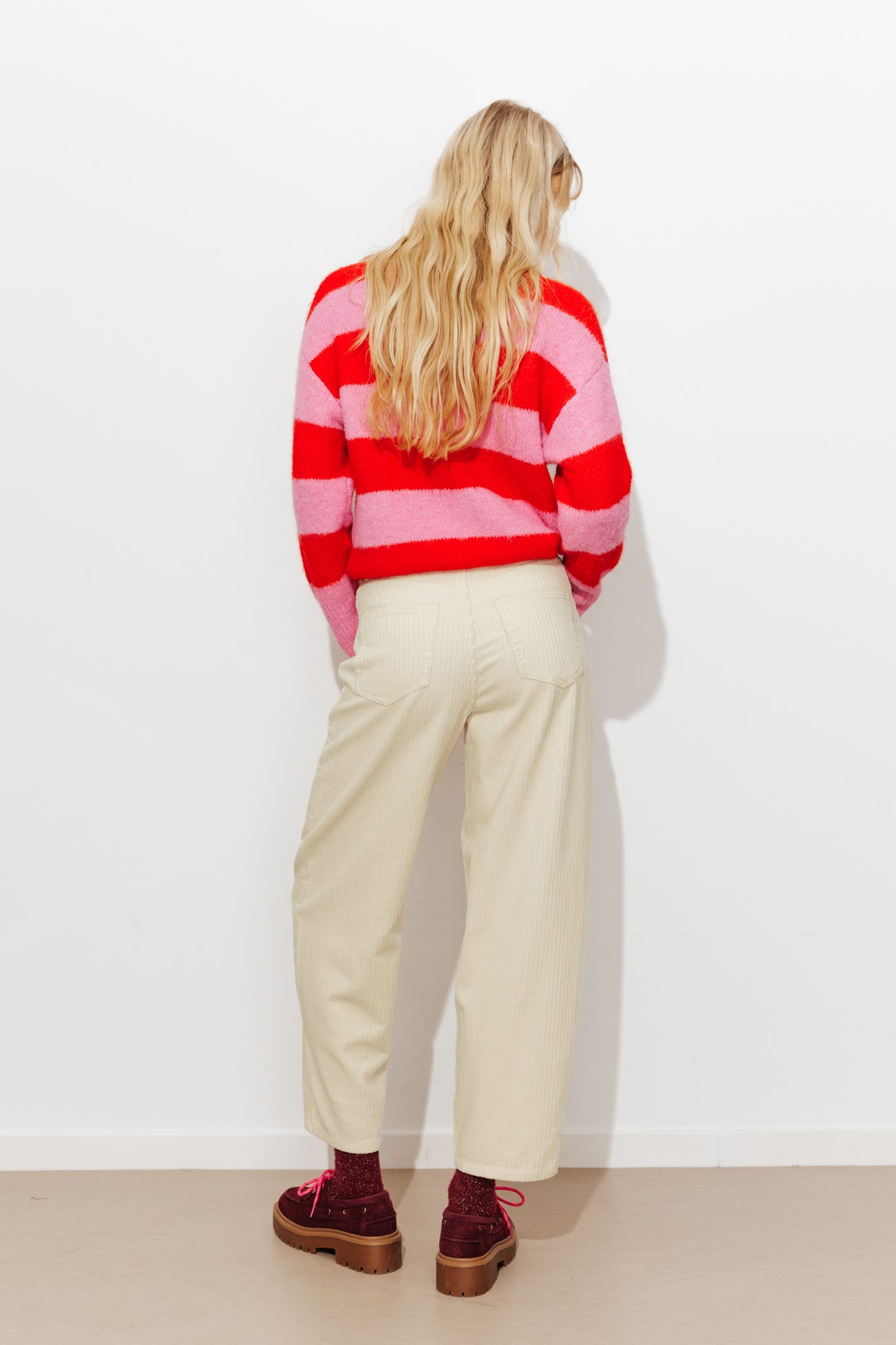 Velour barrel trousers