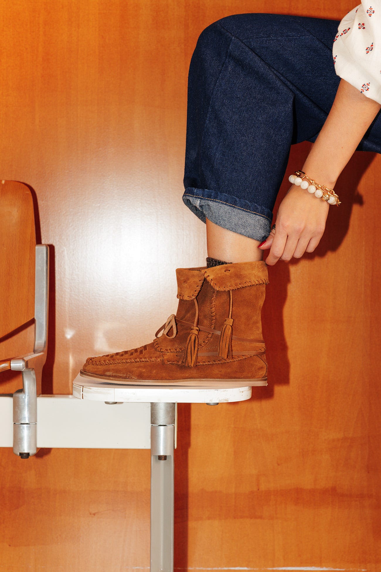 Indianini in pelle scamosciata