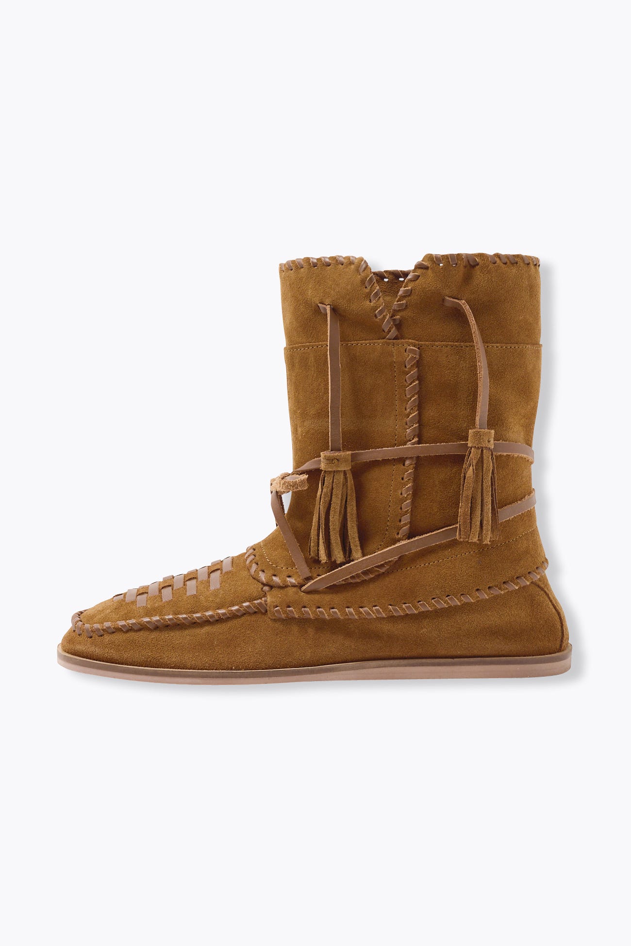 Suede leather flat boots