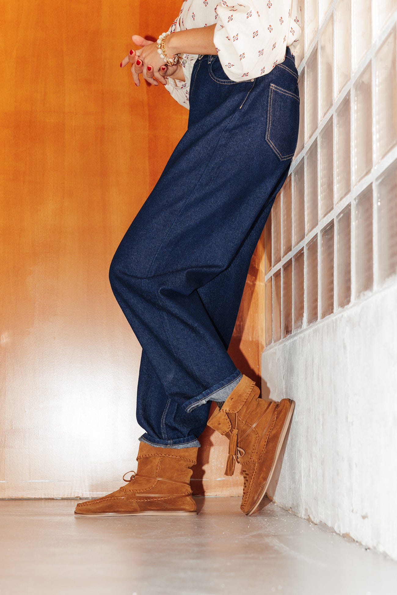 Indianini in pelle scamosciata