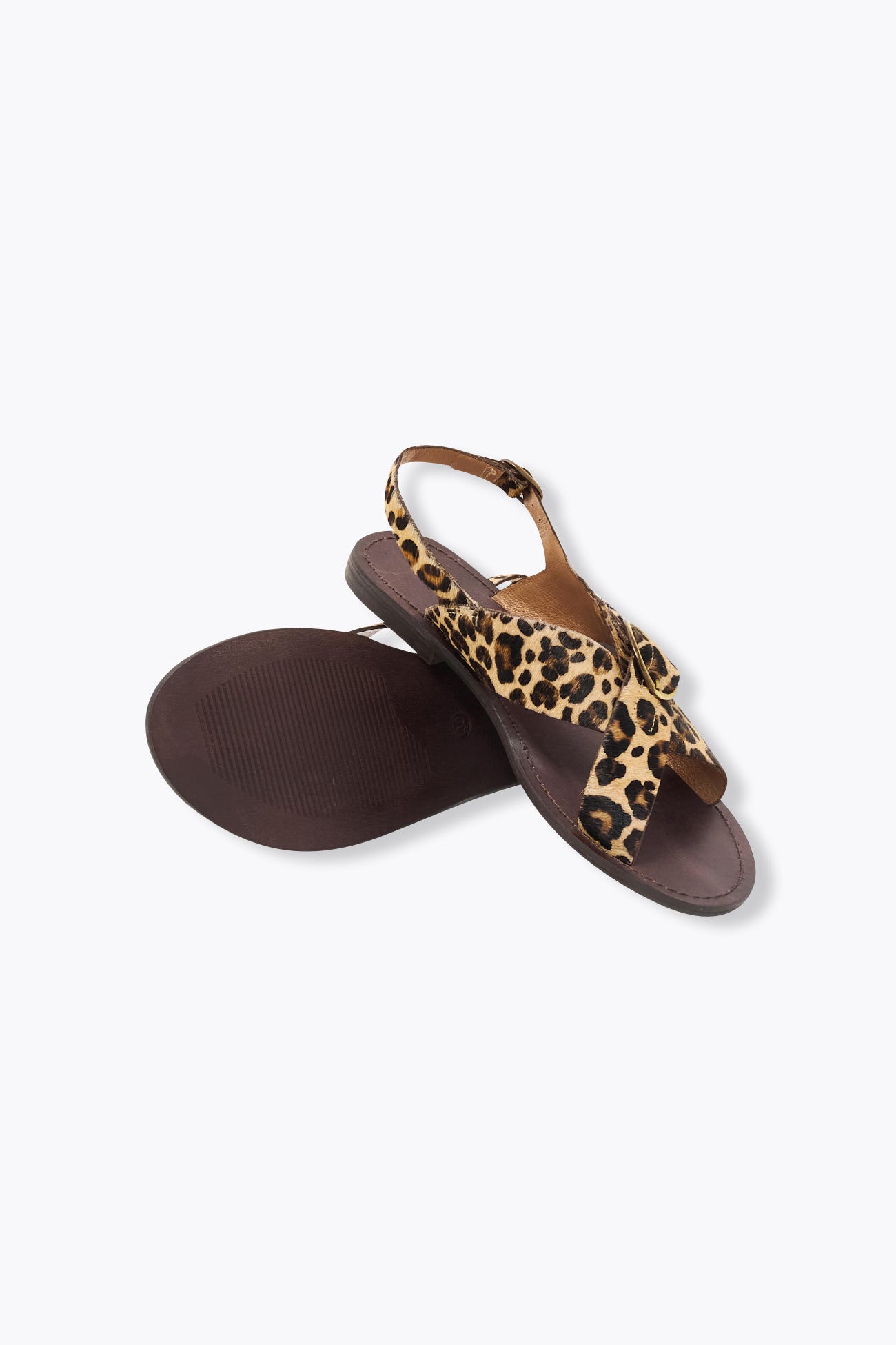 Sandales léopard en cuir Femme