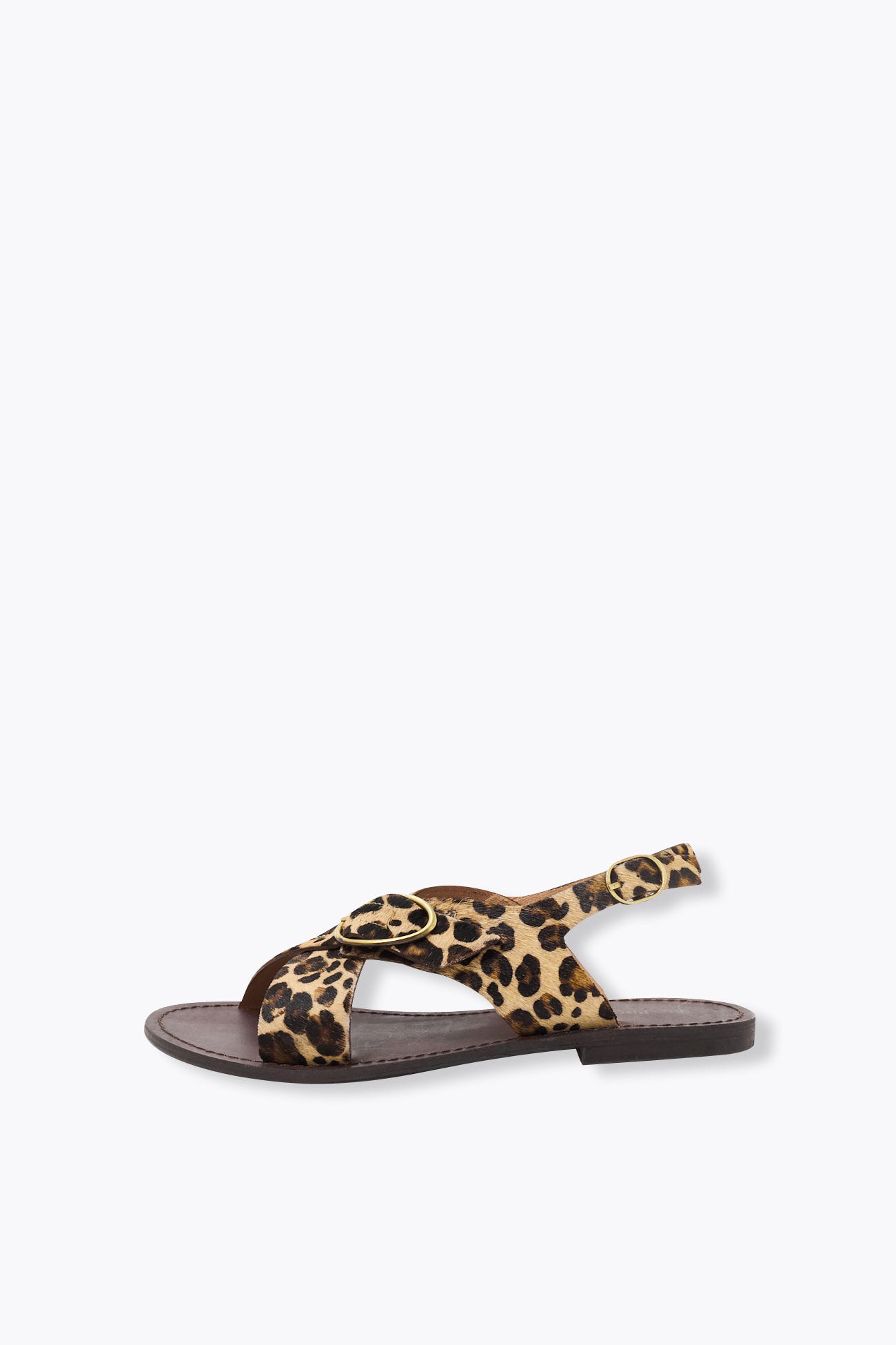 Sandales léopard en cuir Femme