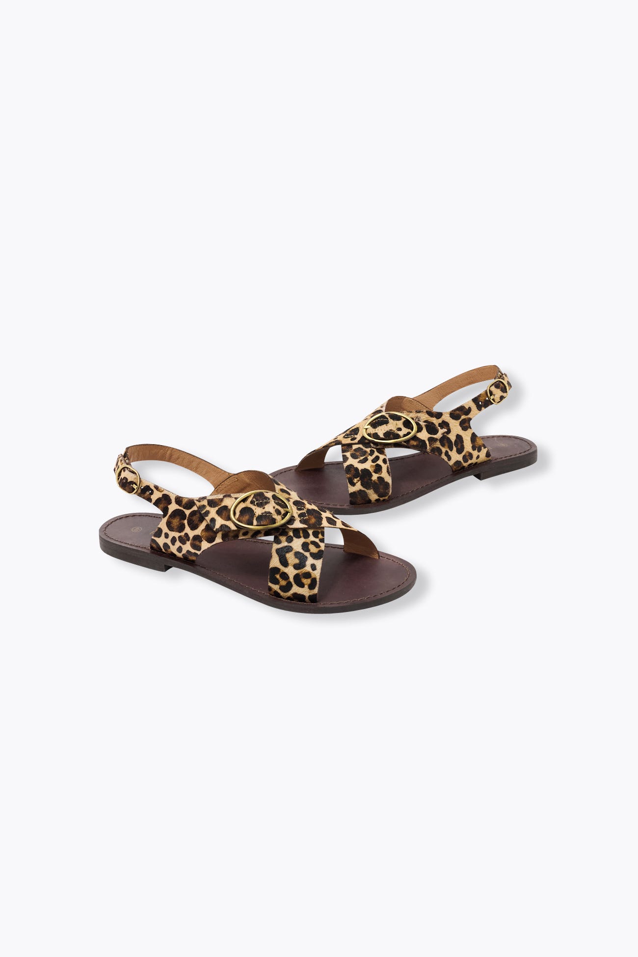 Sandales léopard en cuir Femme