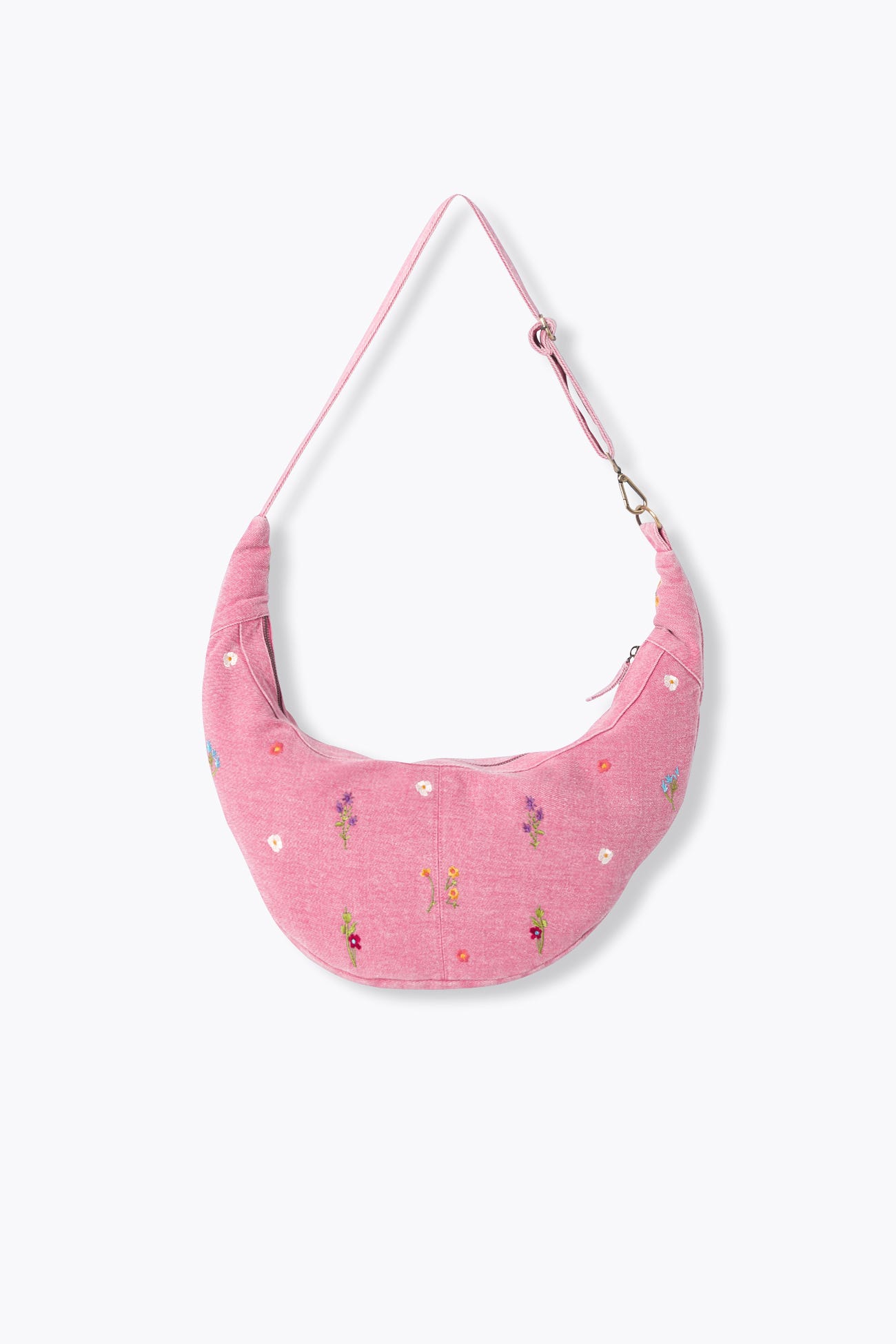 Sac croissant à fleurs brodées