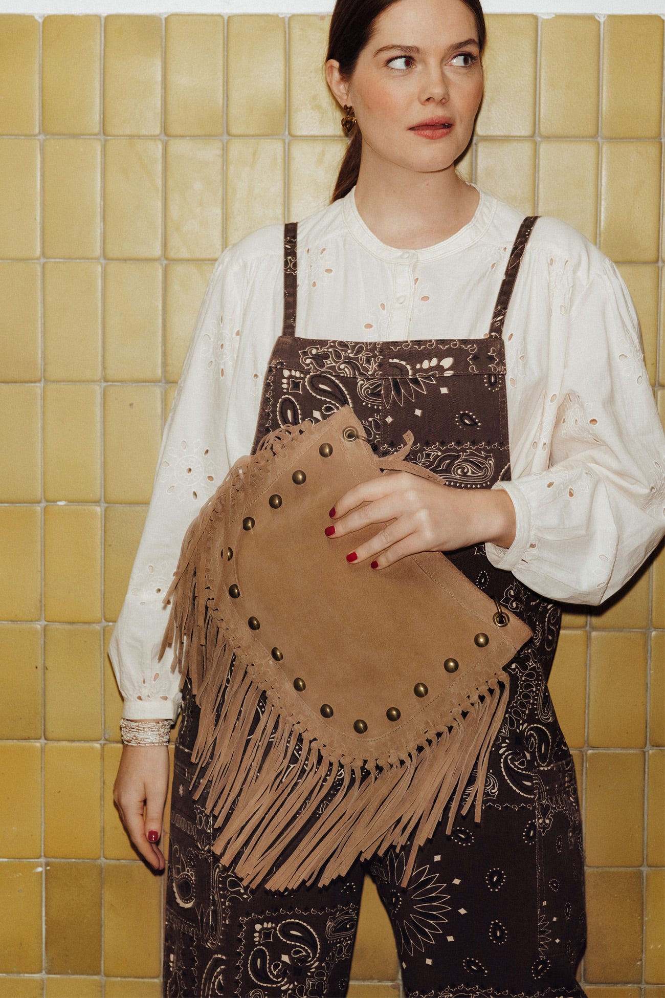 Leather fringed bag