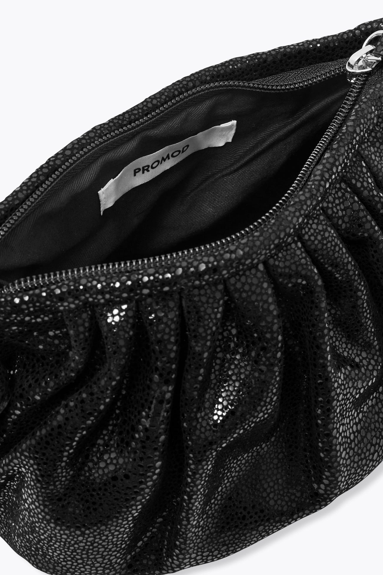 Glitzy leather pouch bag