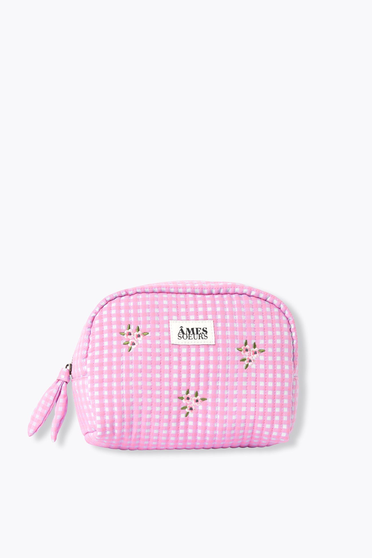 Trousse brodée carreaux vichy