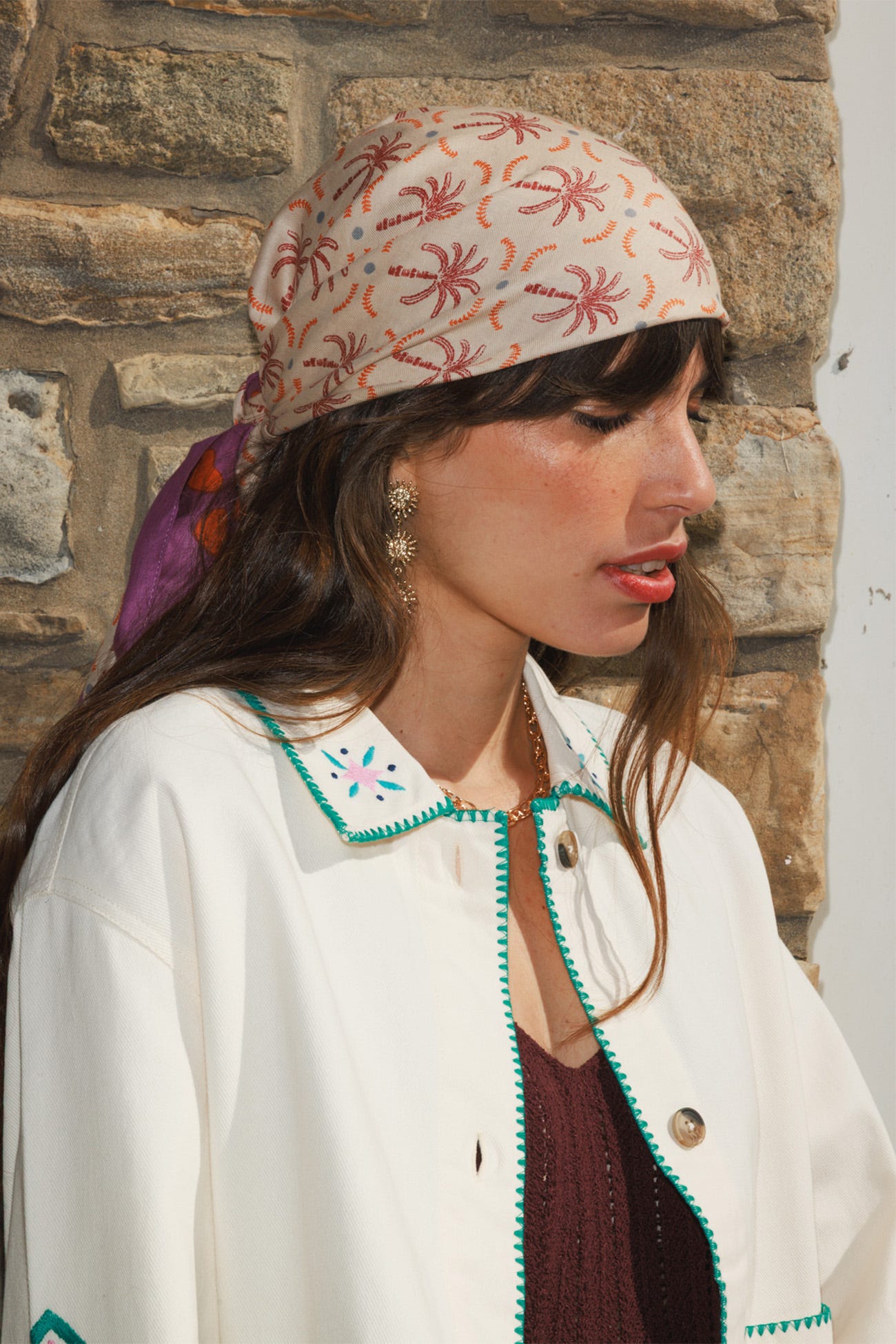 Foulard carré imprimé palmiers