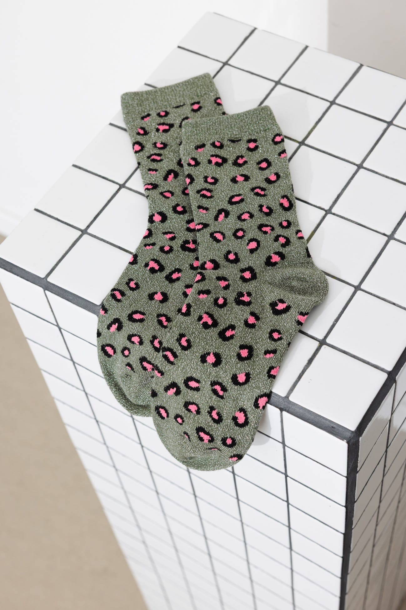 Glitzy leopard socks