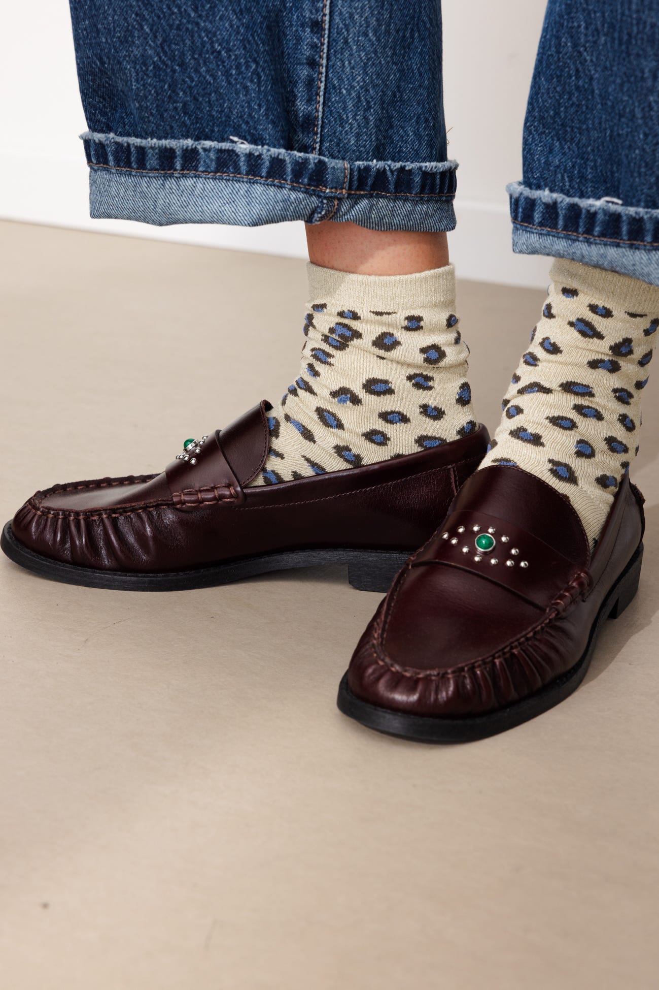 Glitzy leopard socks