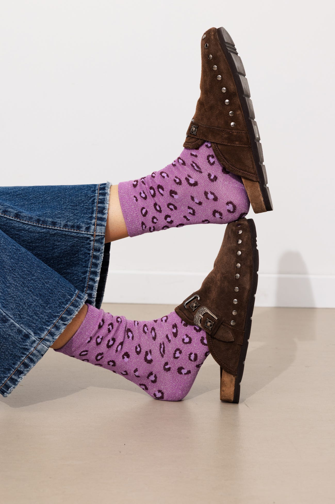 Glitzy leopard socks