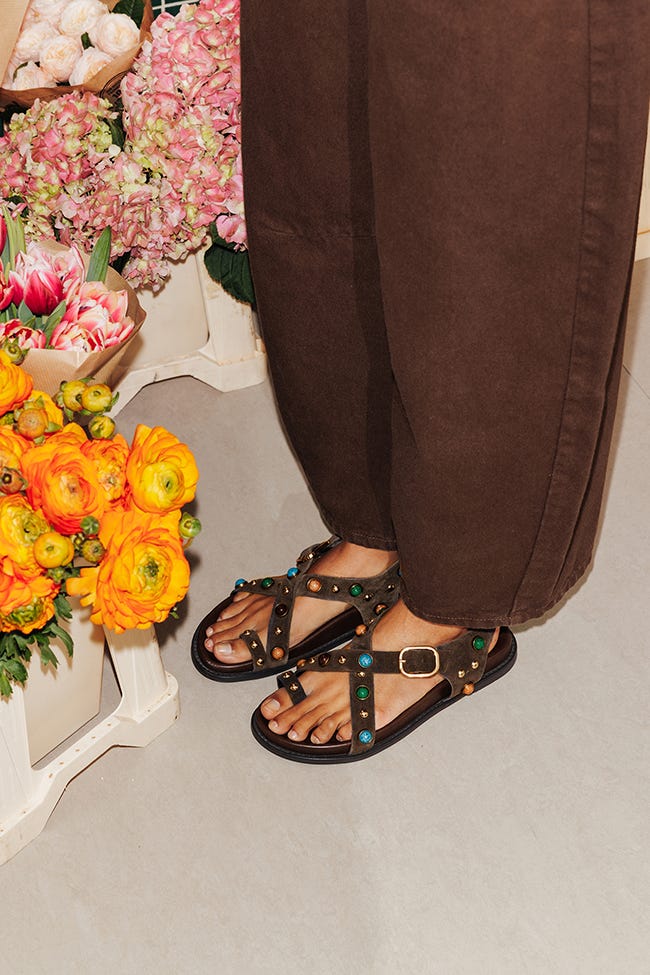 Beads embellished sandals