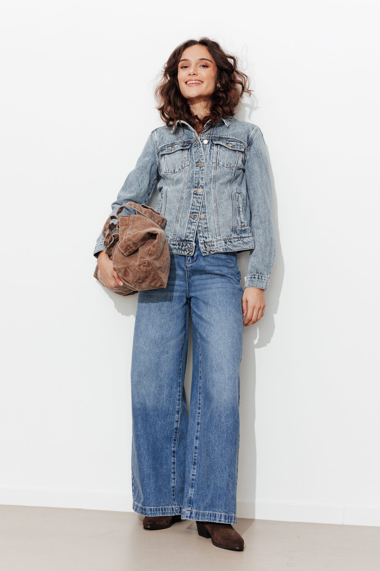 Giubbotto in denim délavé