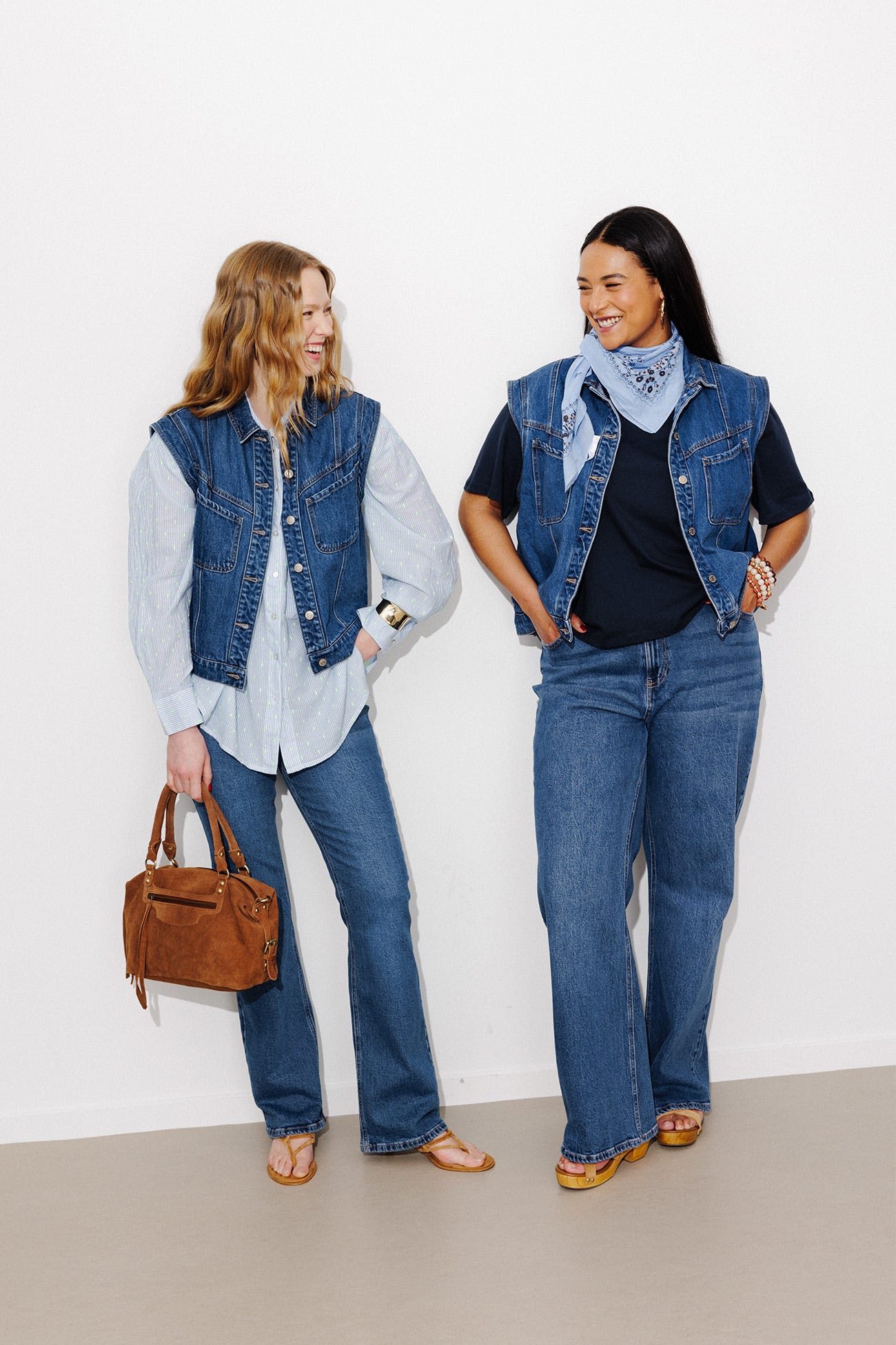 Veste jean sans manches LEONIE