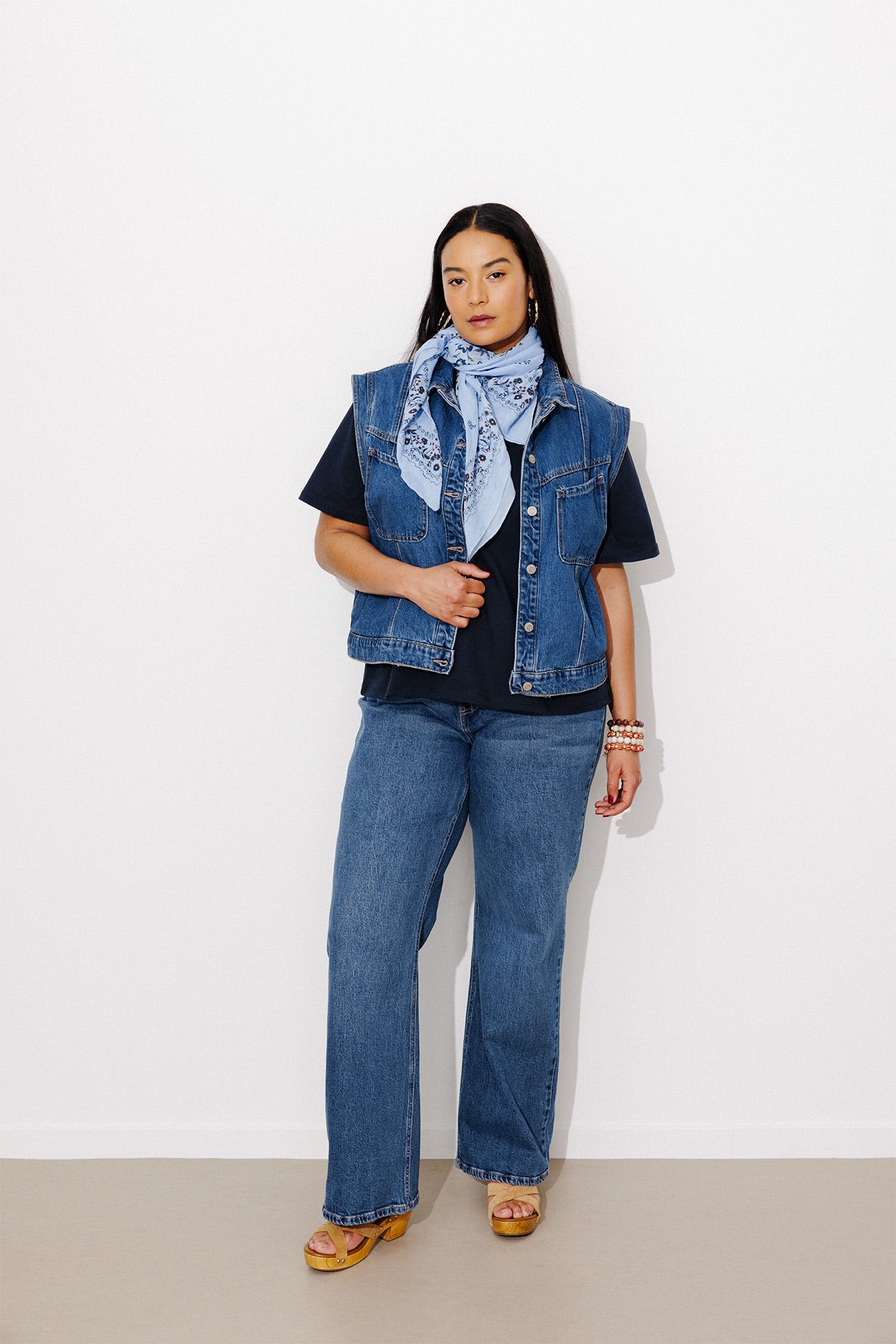 Veste jean sans manches LEONIE