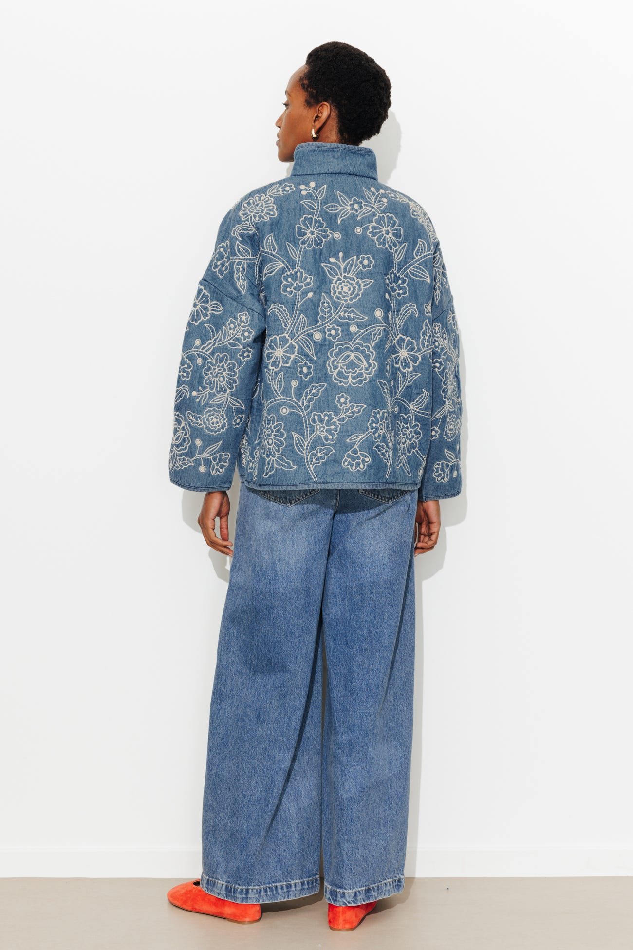 Veste brodée denim Femme