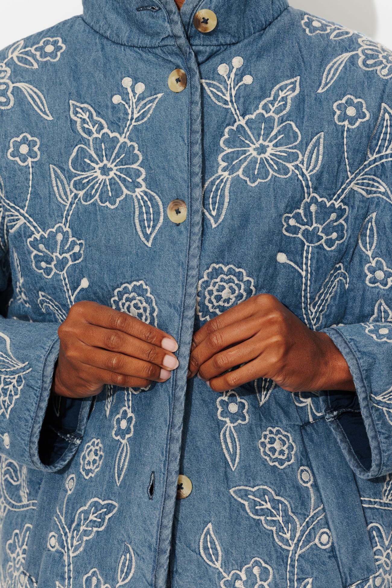 Veste brodée denim Femme