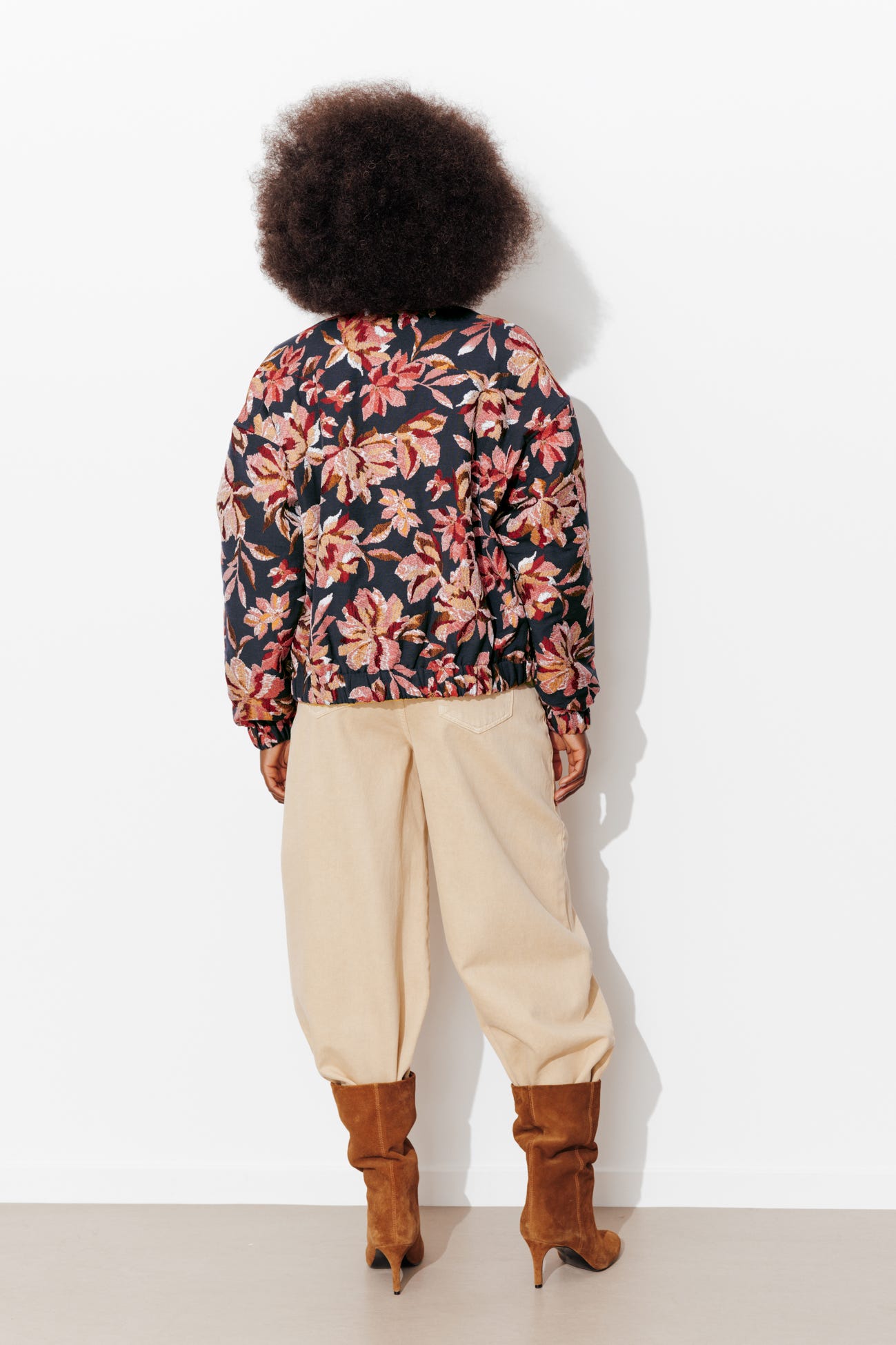 Bomber fleuri en jacquard fem