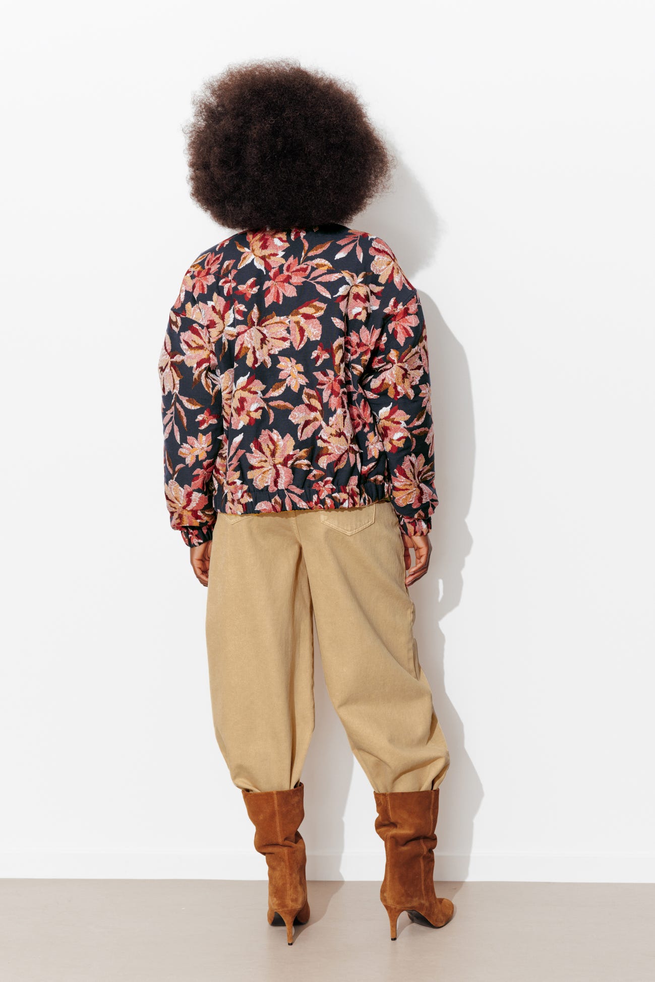 Bomber fleuri en jacquard fem