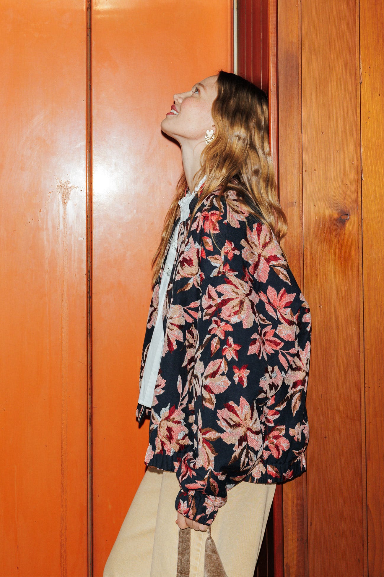 Bomber fleuri en jacquard fem