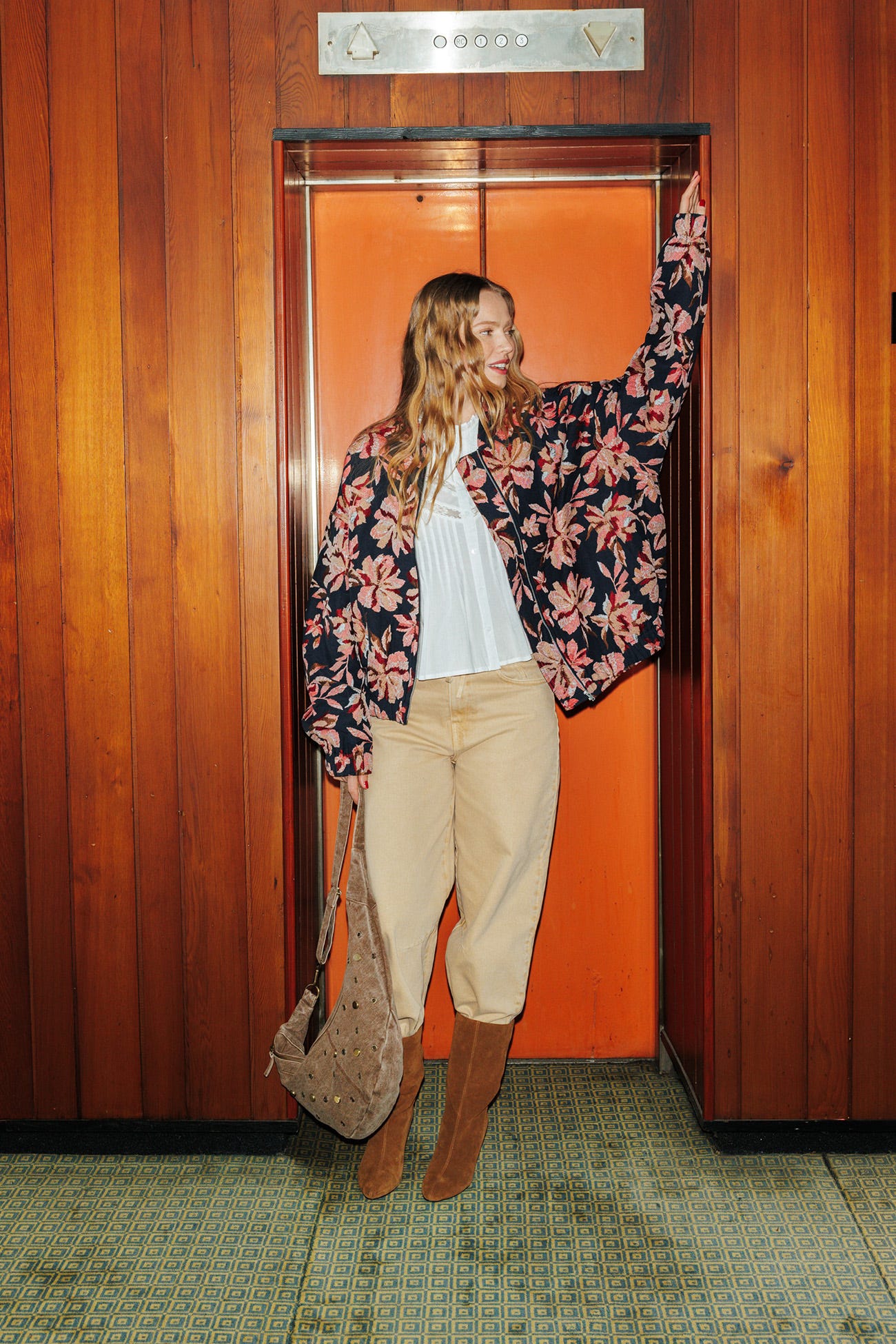 Bomber fleuri en jacquard fem