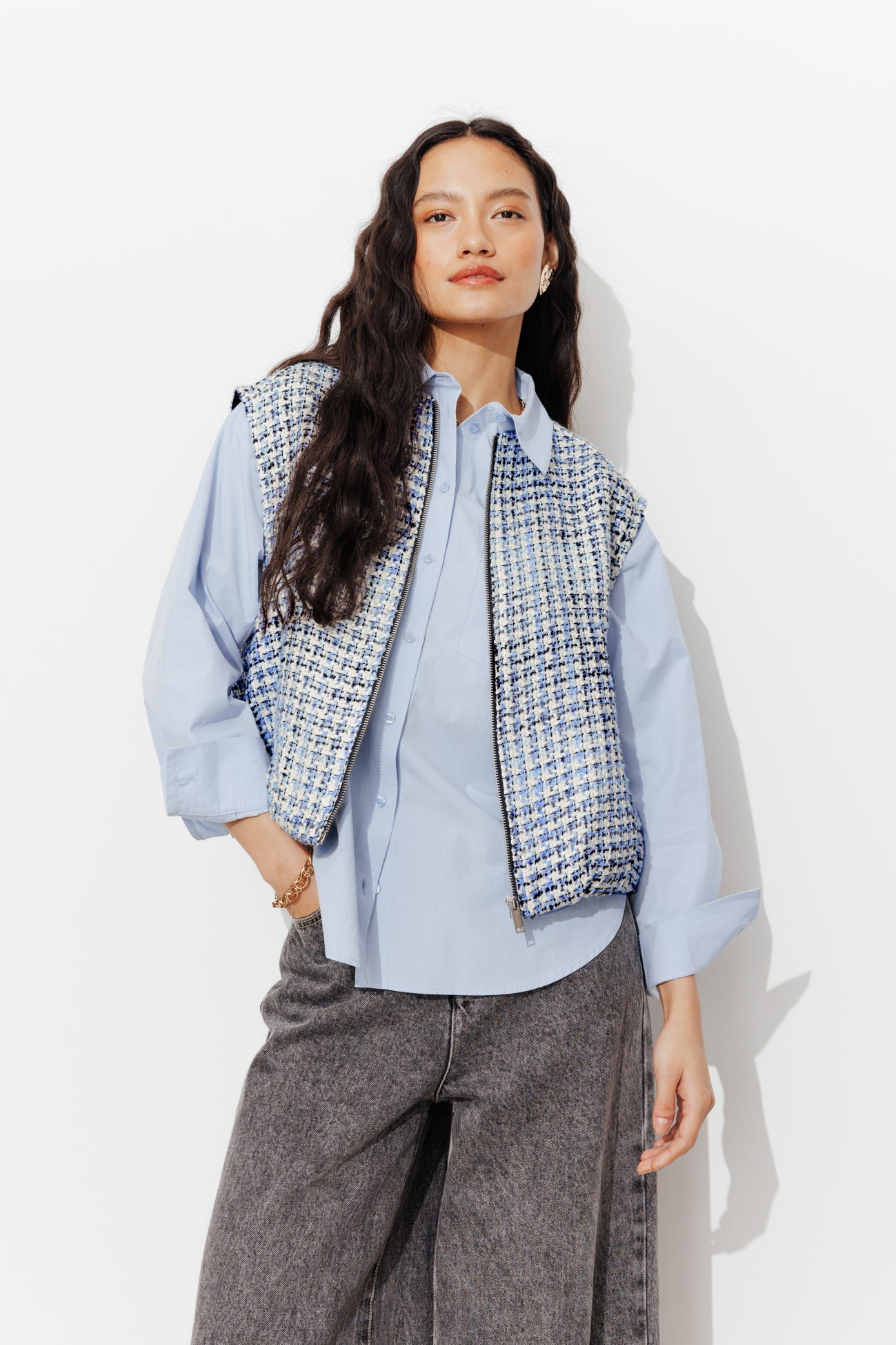 Blouson tweedé sans manches