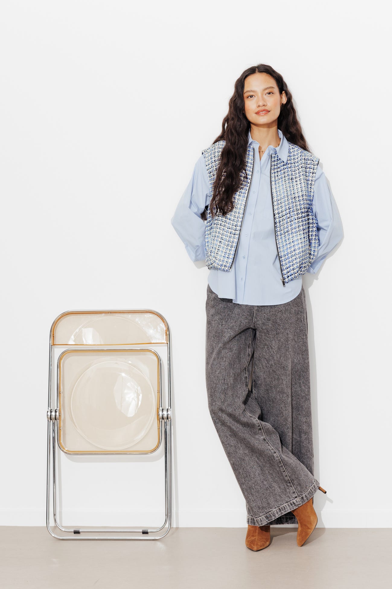 Blouson tweedé sans manches