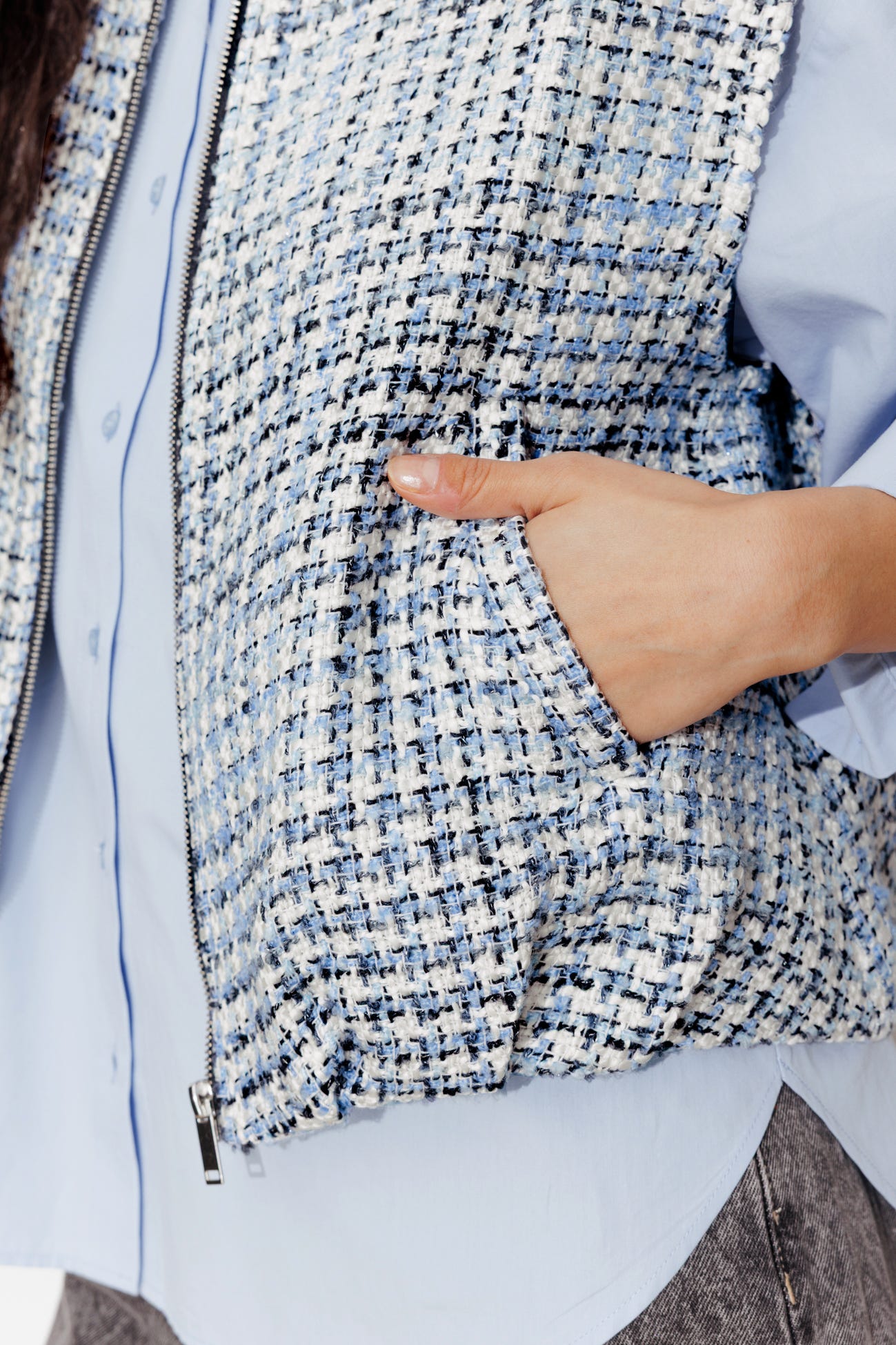 Blouson tweedé sans manches