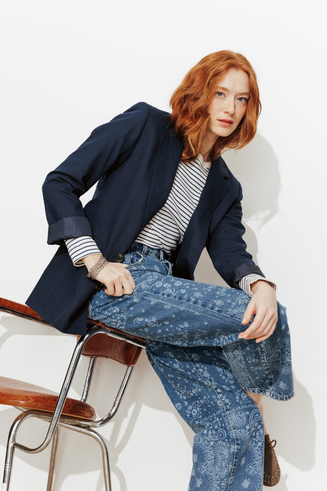 Linen blend tailored jacket