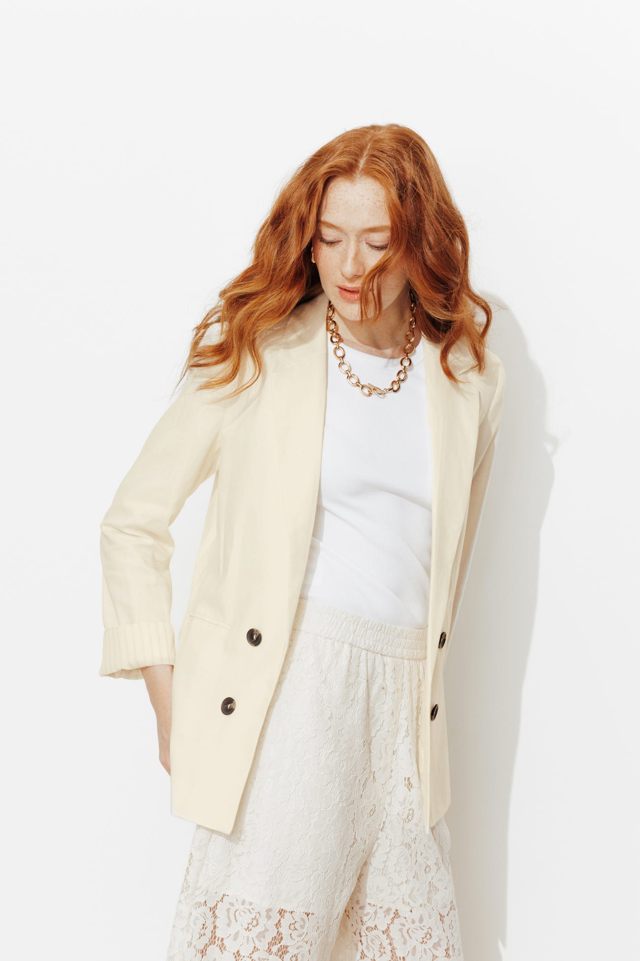 Linen blend tailored jacket