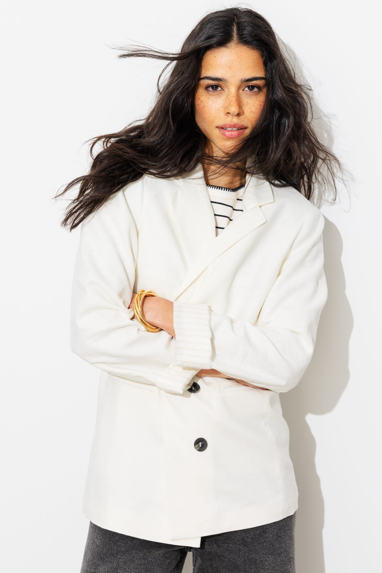 Linen blend tailored jacket
