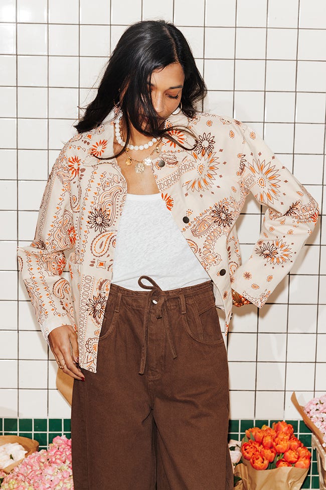 Canvasjacke mit Paisleymuster