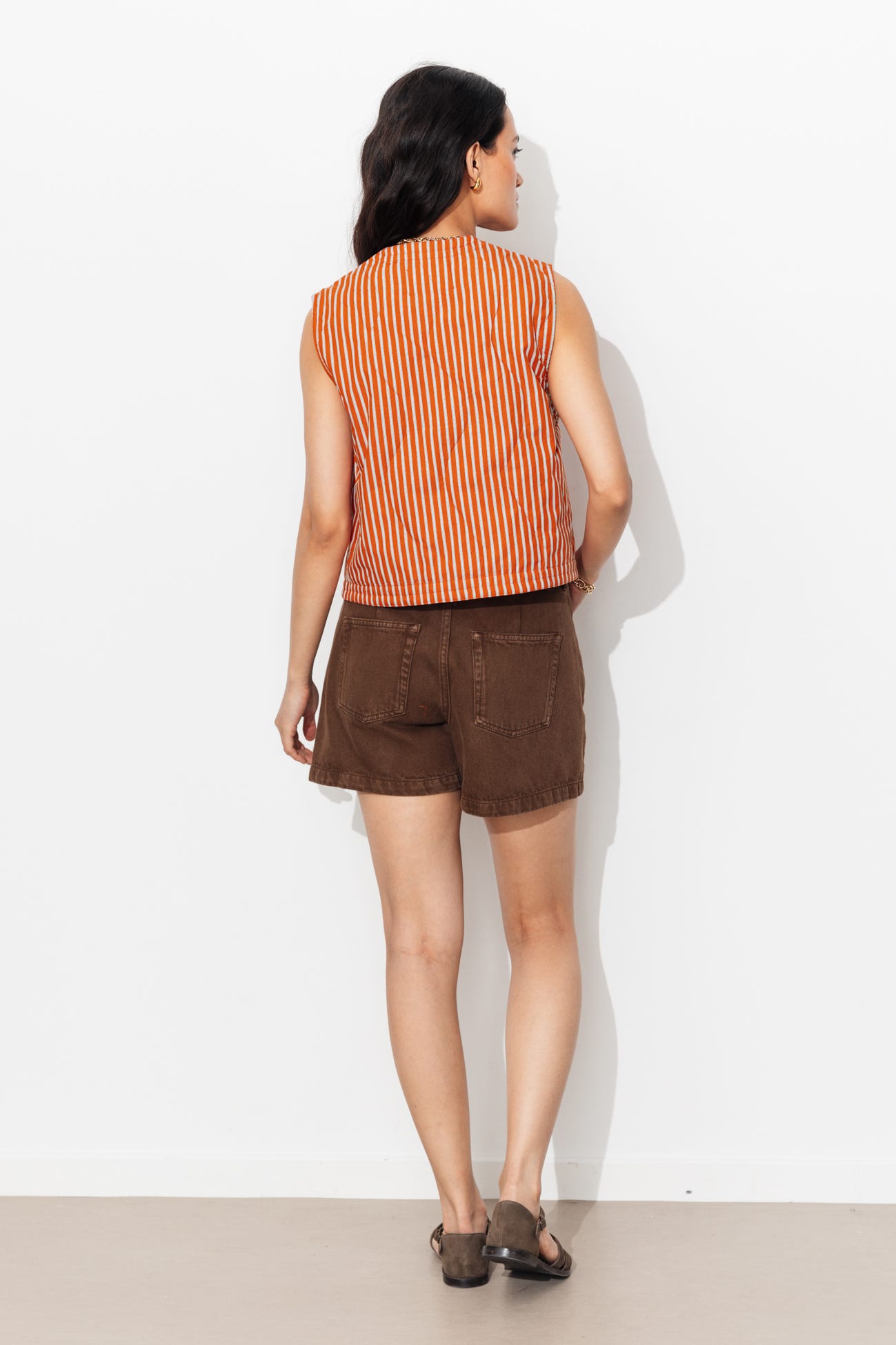 Boléro matelassé rayé et perlé