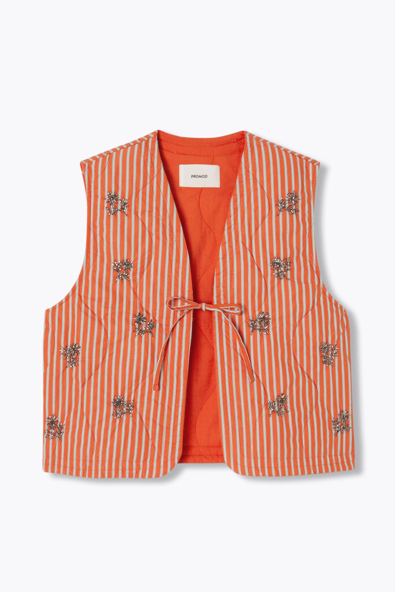 Boléro matelassé rayé et perlé