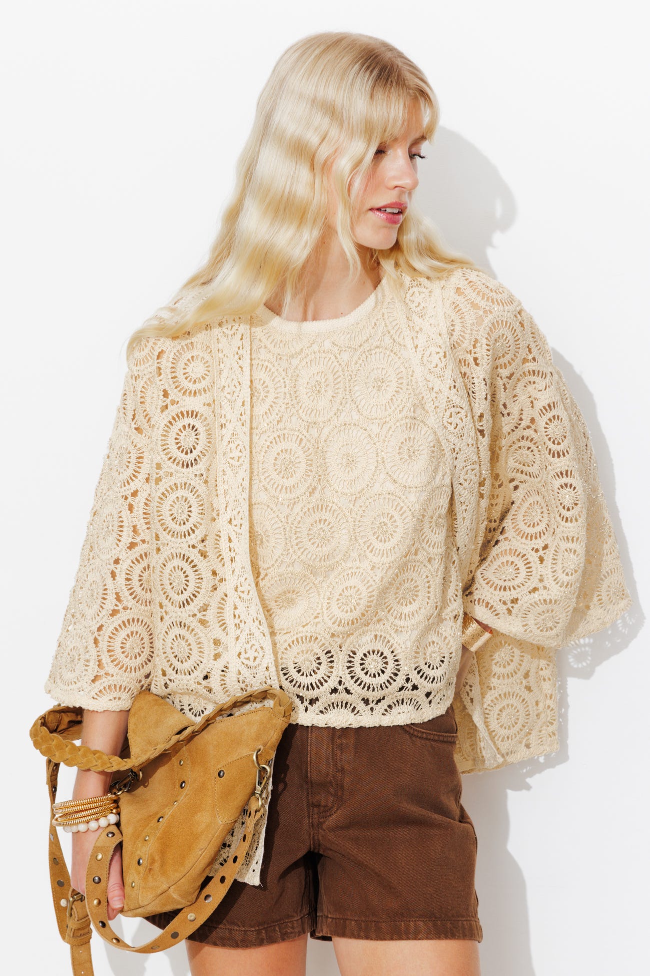 Short guipure kimono