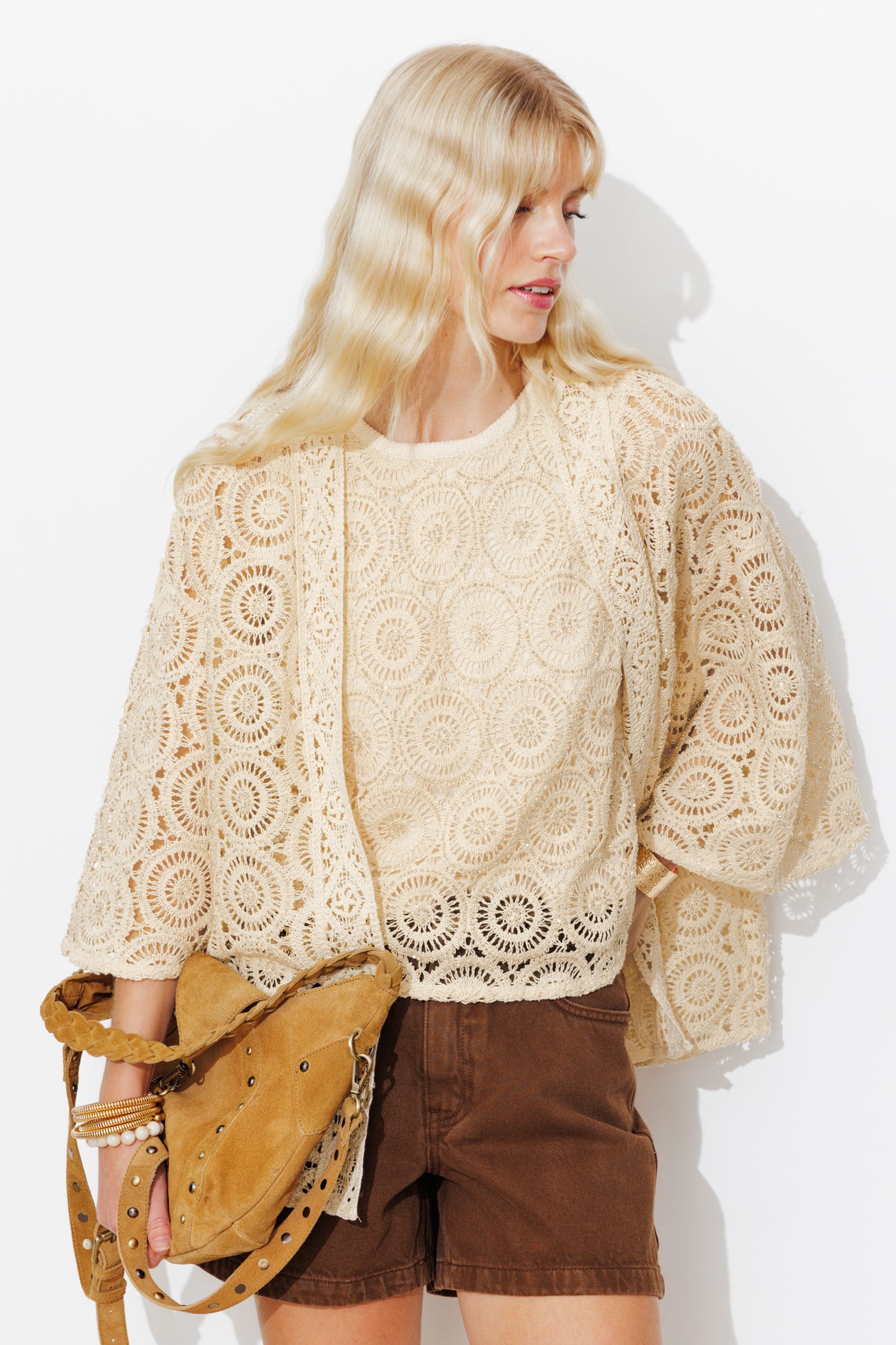 Kimono court en guipure