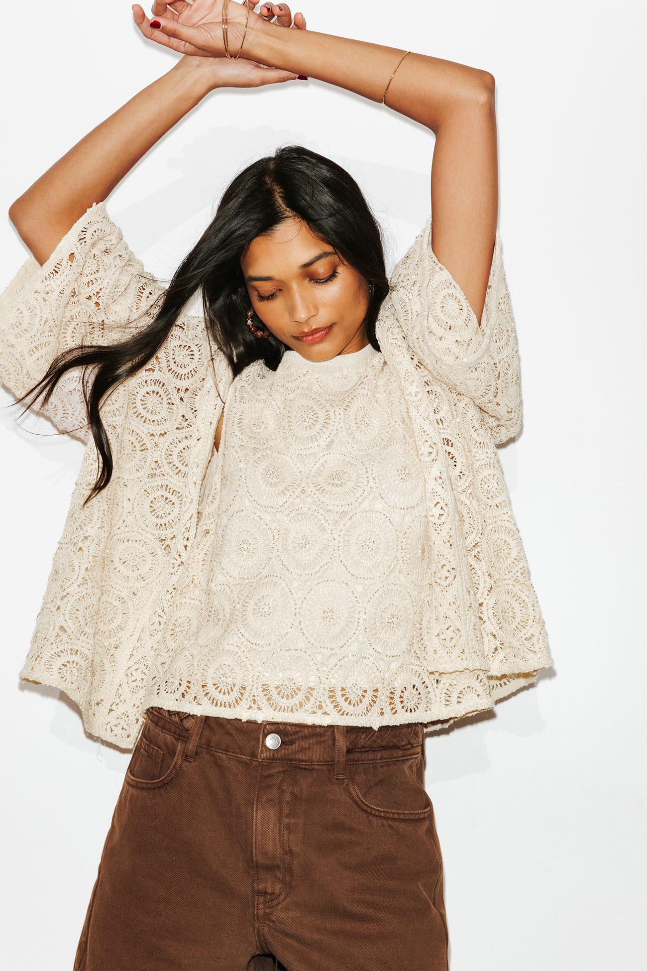 Kimono court en guipure